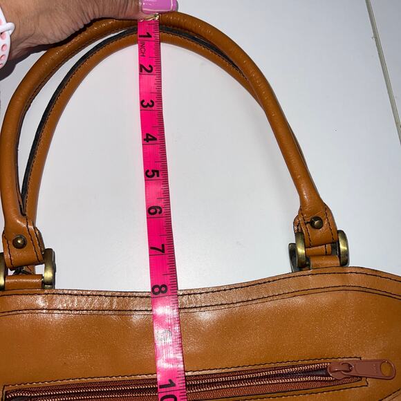 Vintage 70's Genuine Leather Camel Handbag - Picture 10 of 11